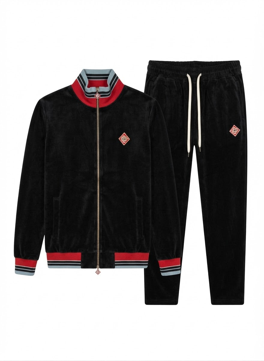 Men's Premium Velour Tracksuit - Full-Zip Jacket & Sweatpants Set