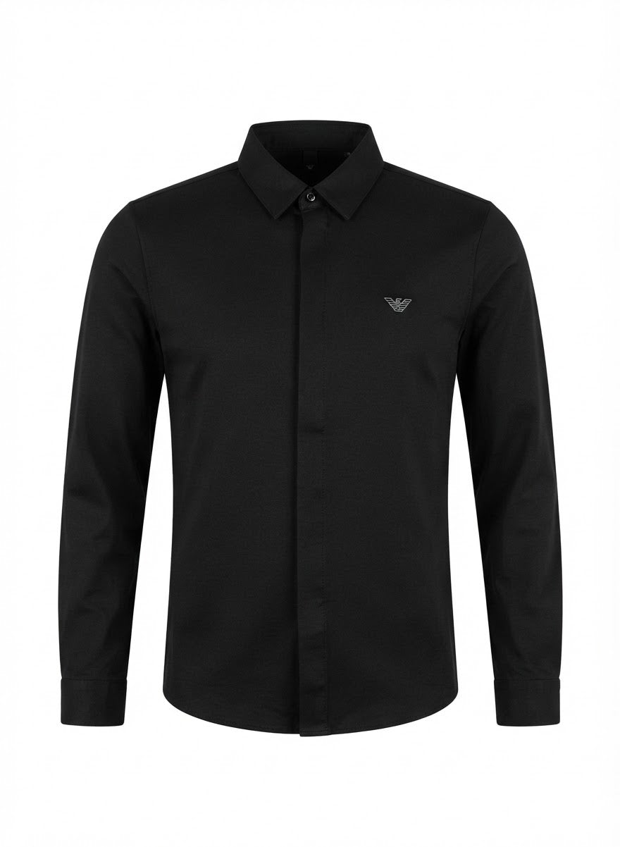 Men’s Premium Long-Sleeve Shirt – Modern Covered Button Placket Design