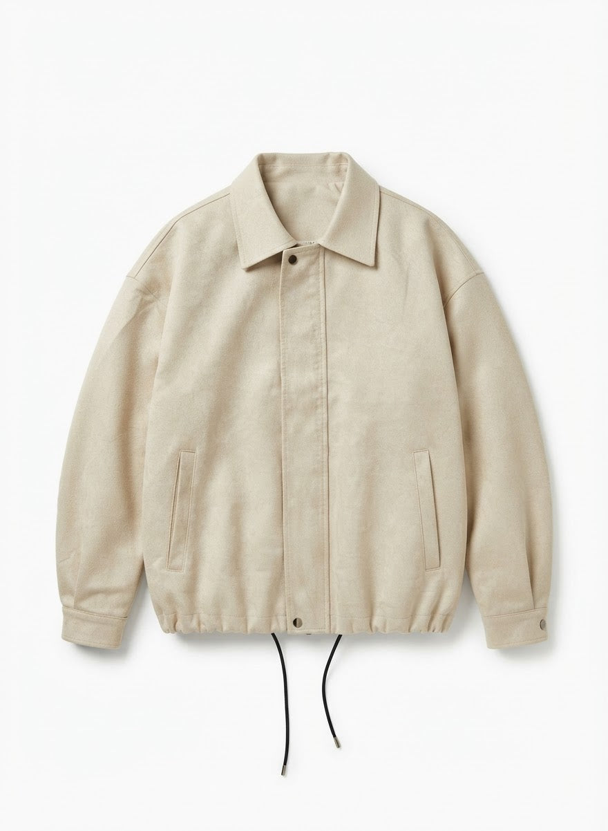 Men’s Oversized Jacket with Adjustable Drawstring Hem – Leather & Suede Options