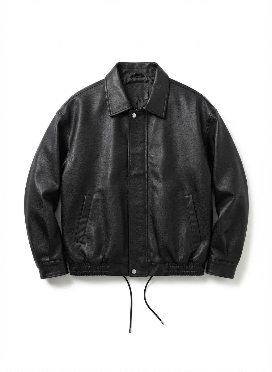 Men’s Oversized Jacket with Adjustable Drawstring Hem – Leather & Suede Options