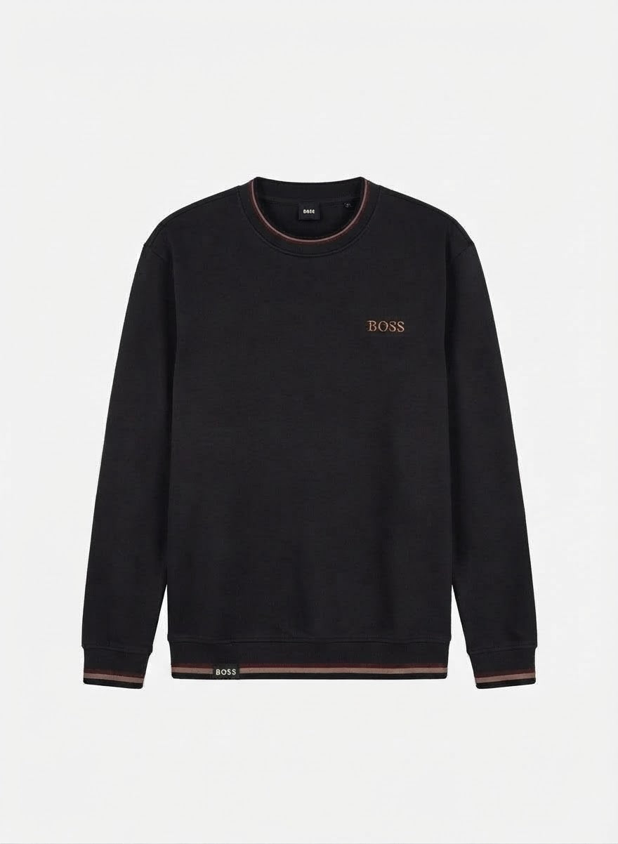 Men’s Premium Crewneck Sweatshirt with Striped Ribbed Trim
