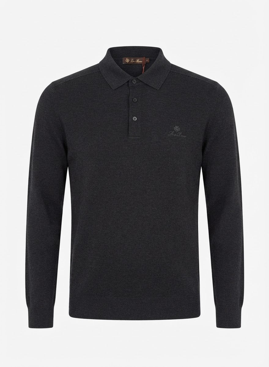 Men's Long-Sleeve Knit Polo Shirt