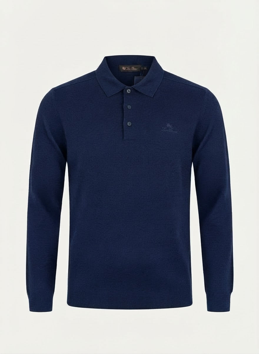 Men's Long-Sleeve Knit Polo Shirt