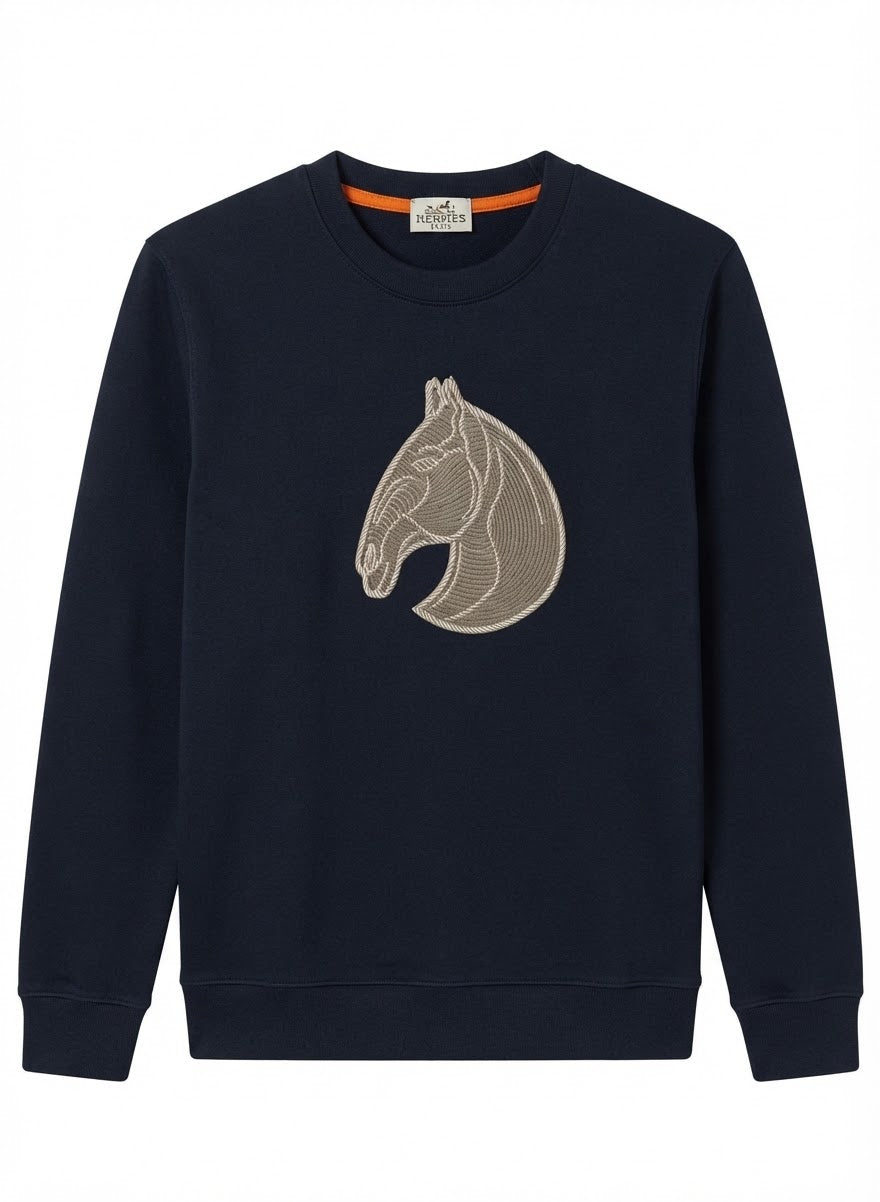 Men's Premium Horse Embroidered Crewneck Sweatshirt