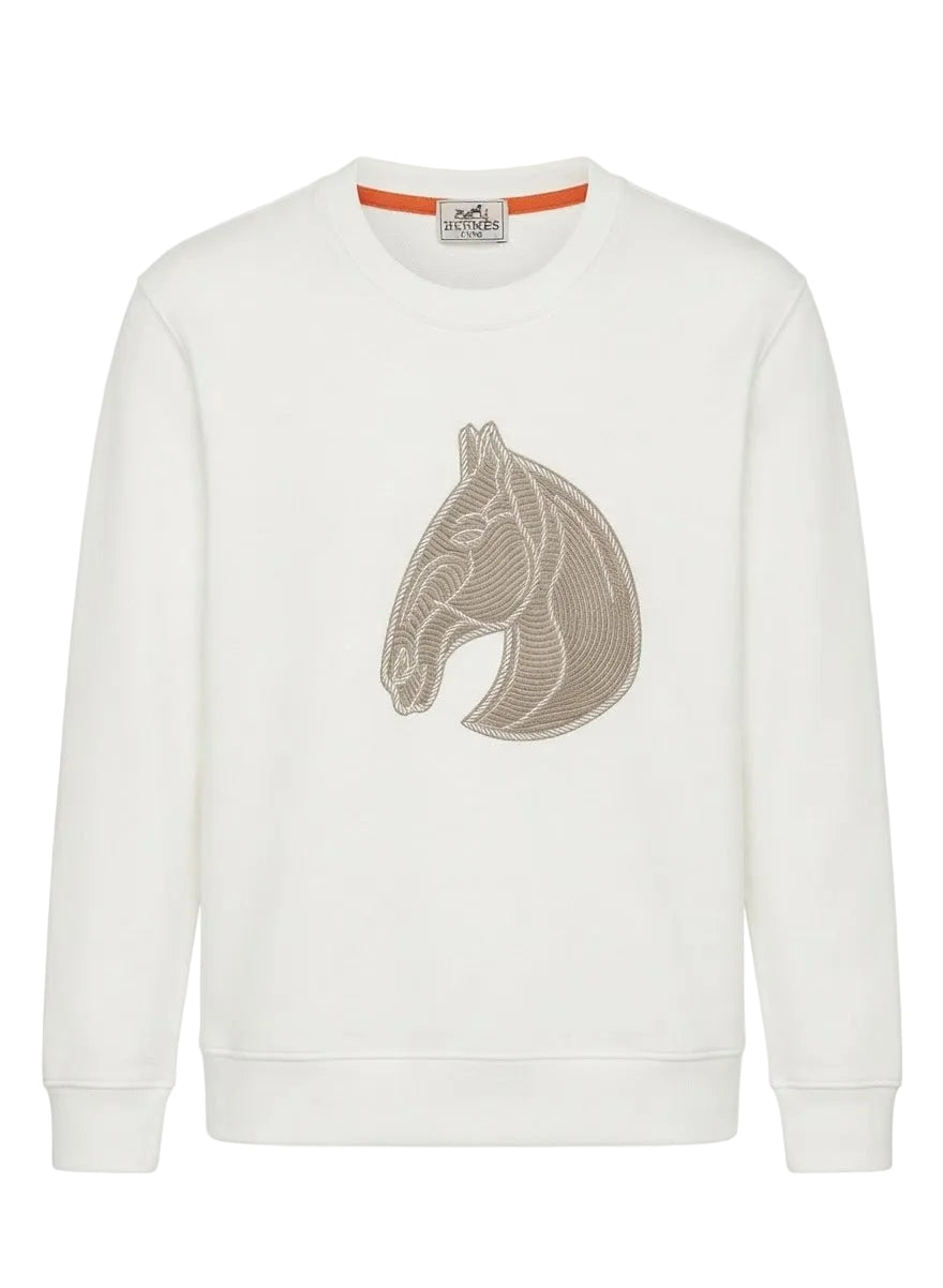 Men's Premium Horse Embroidered Crewneck Sweatshirt