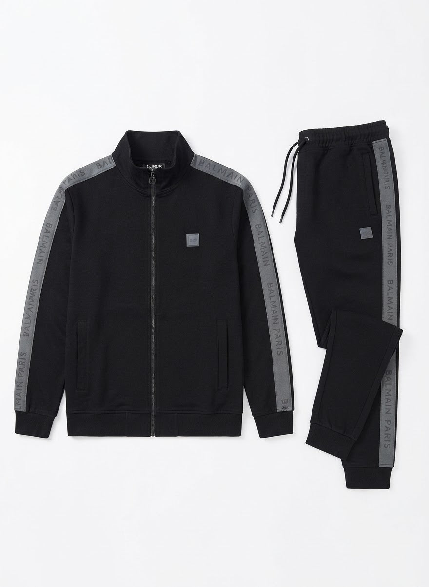 Black Side-Tape Tracksuit Set