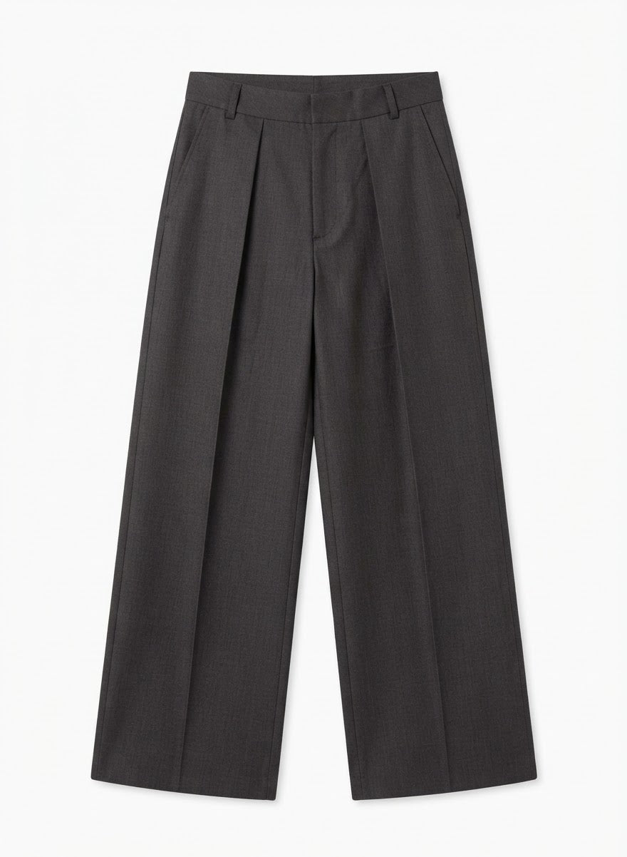 Tailored Pleated Wide-Leg Trousers