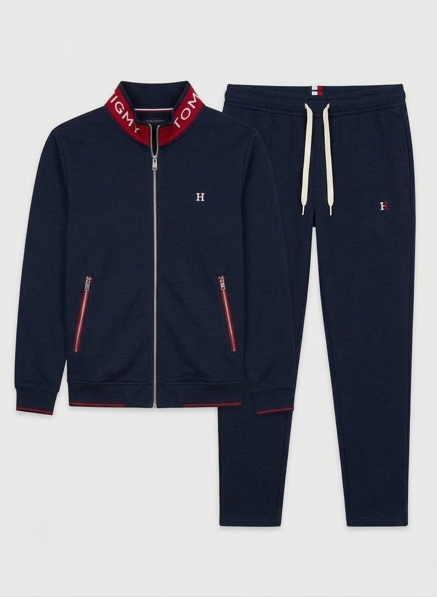Men's 2-Piece Athletic Tracksuit Set with Stand Collar