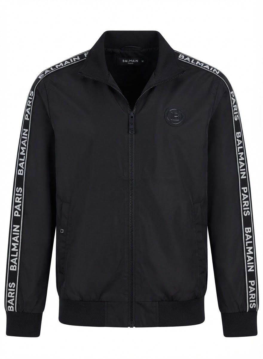 Men's Premium Side-Taped Track Jacket (White & Black)