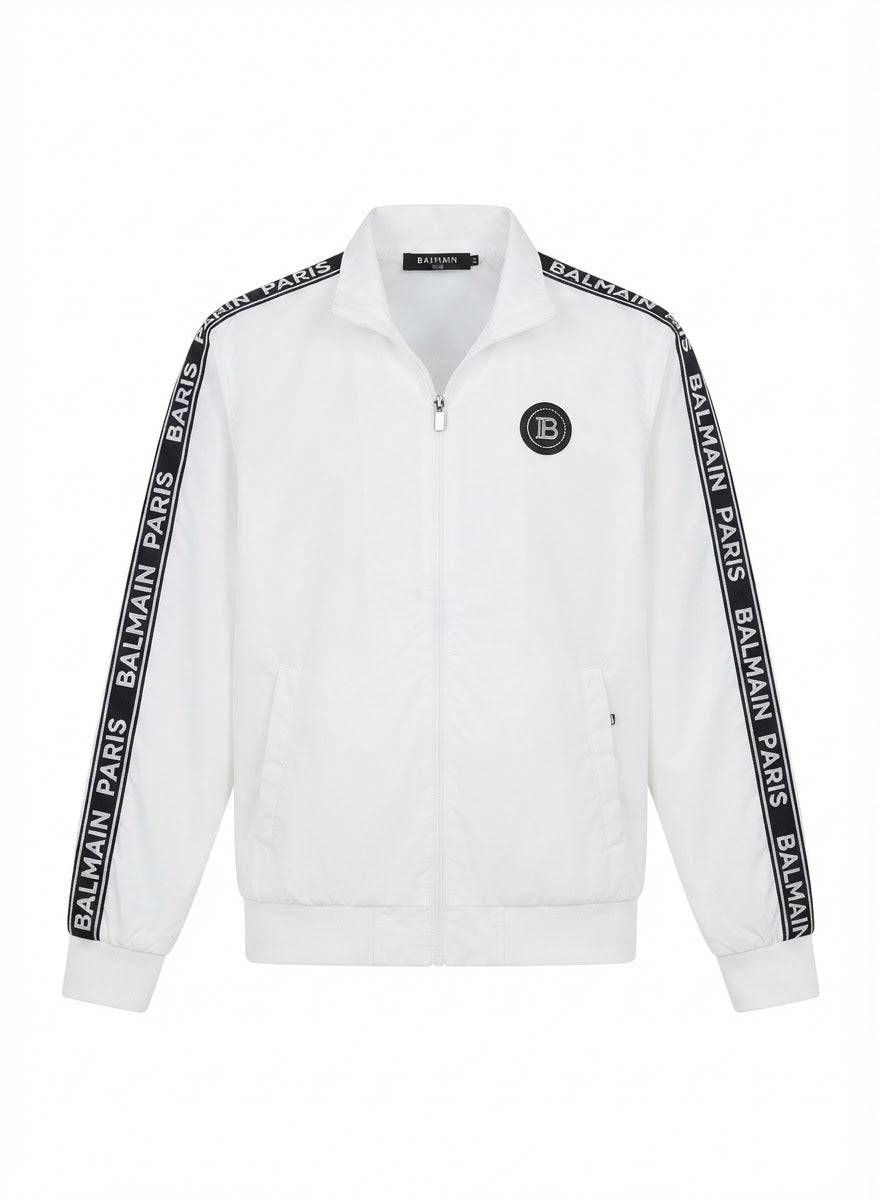 Men's Premium Side-Taped Track Jacket (White & Black)