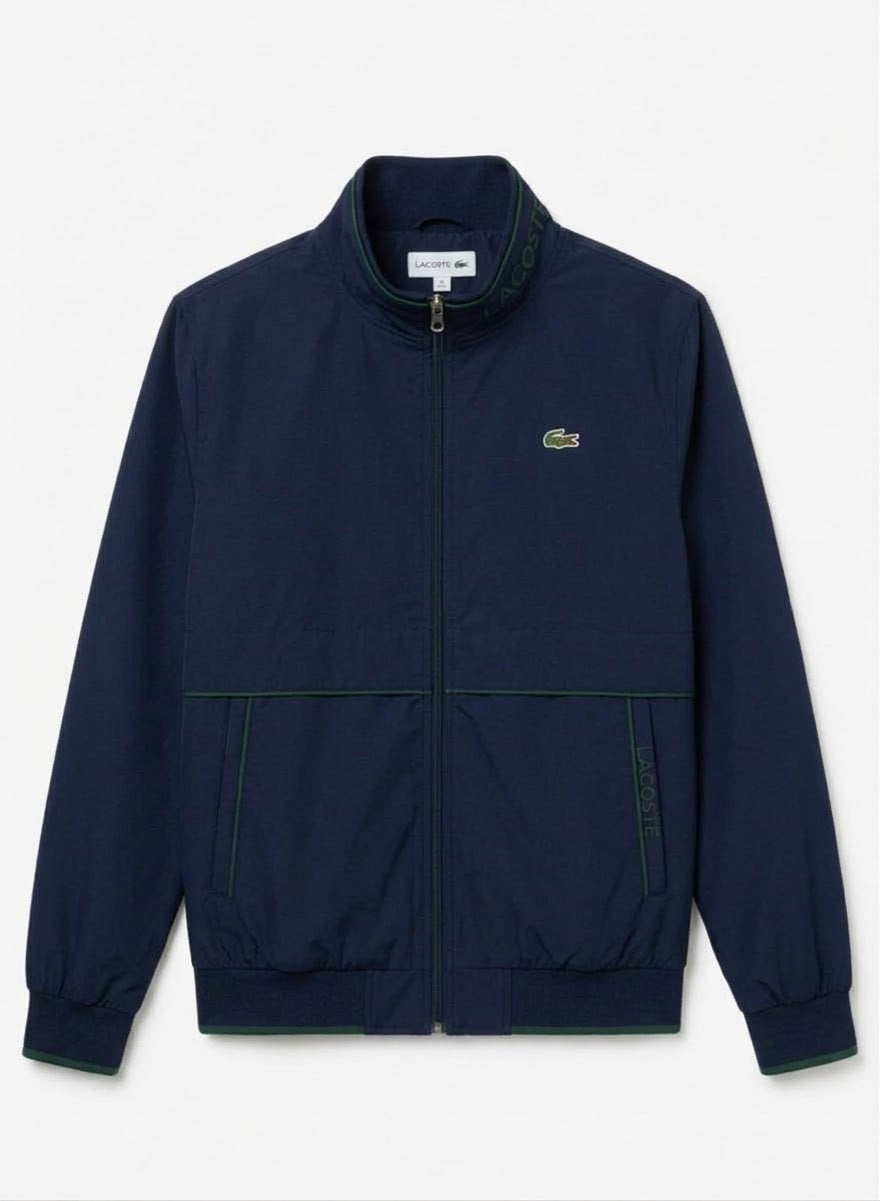 Men's Sporty Zip Jacket with Piping Detail & High Collar