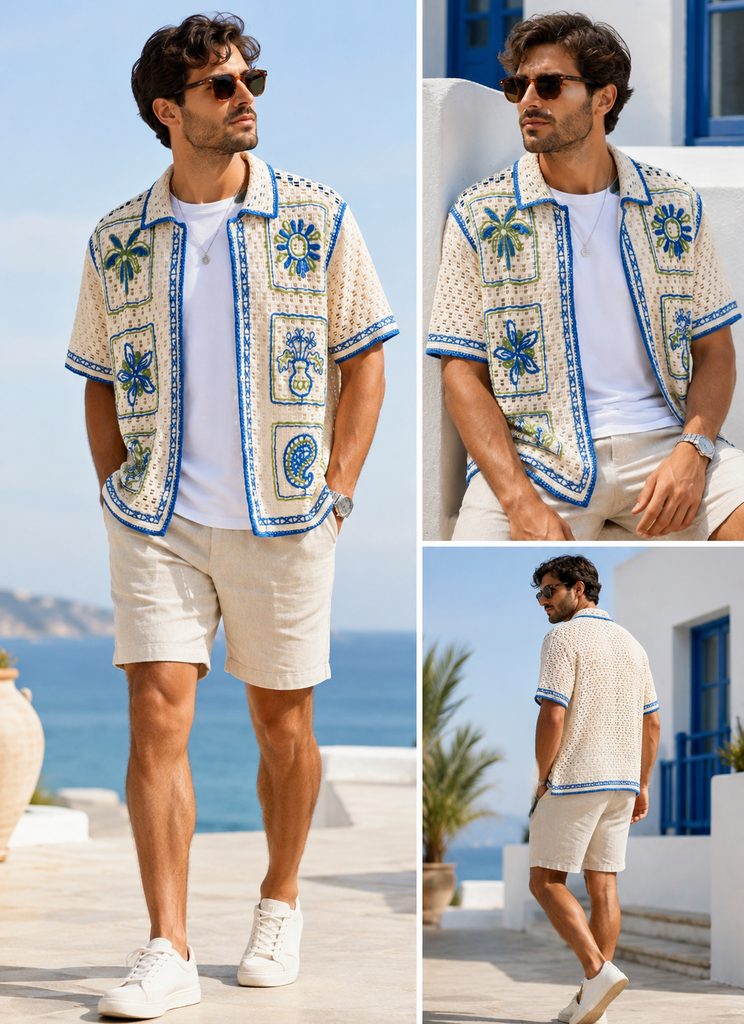 Men’s Crochet Knit Resort Shirt – Artistic Summer Edition