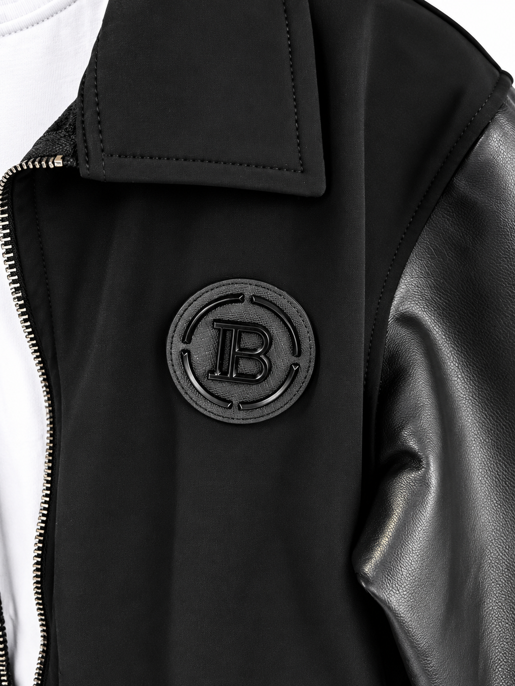 Black Wool-Blend Varsity Jacket