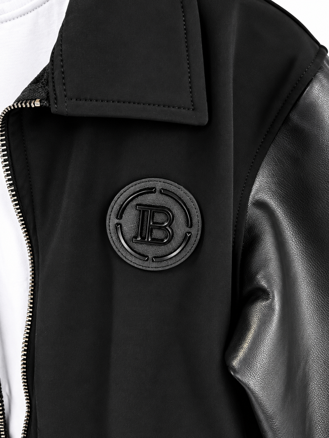 Black Wool-Blend Varsity Jacket