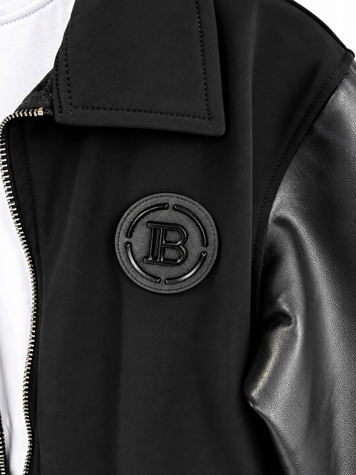 Black Wool-Blend Varsity Jacket