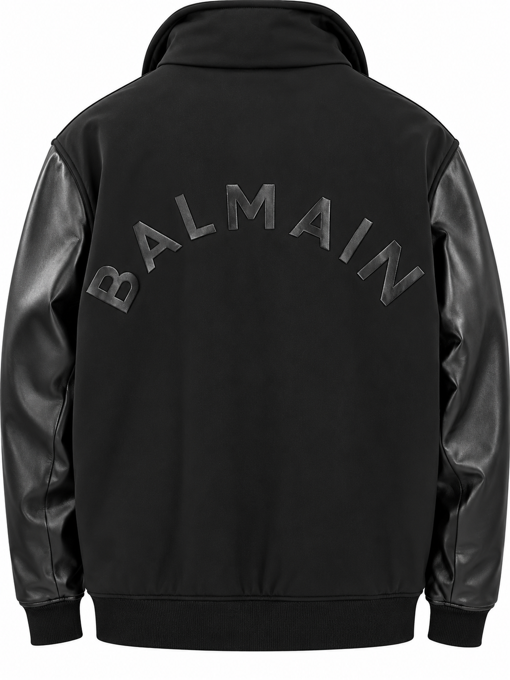 Black Wool-Blend Varsity Jacket