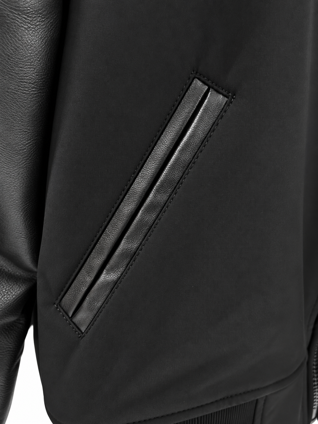 Black Wool-Blend Varsity Jacket