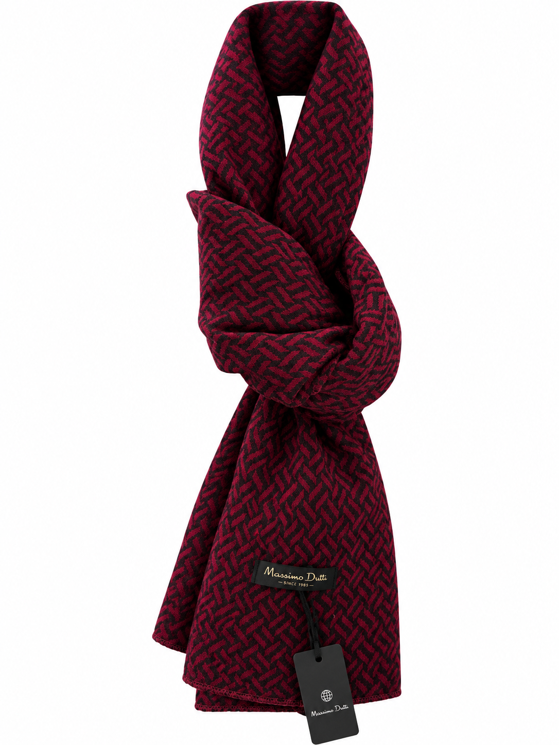 Burgundy & Black Herringbone Pattern Scarf