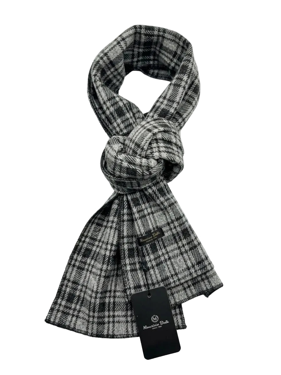 Men's Grey and Black Checkered Winter Scarf