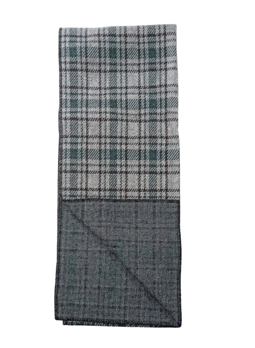 Men's Grey and Black Checkered Scarf
