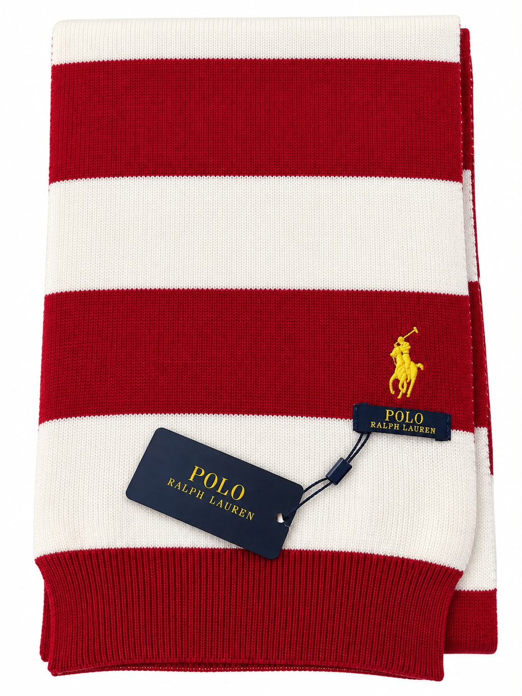 Men's Red and Off-White Striped Winter Scarf