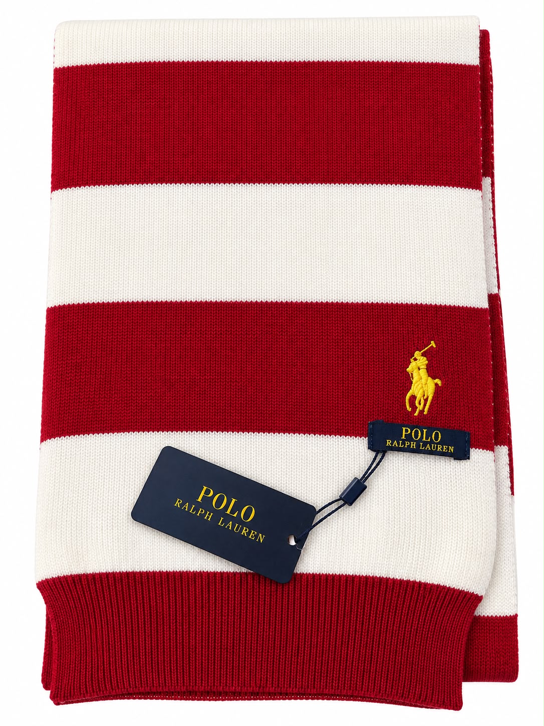 Men's Red and Off-White Striped Winter Scarf
