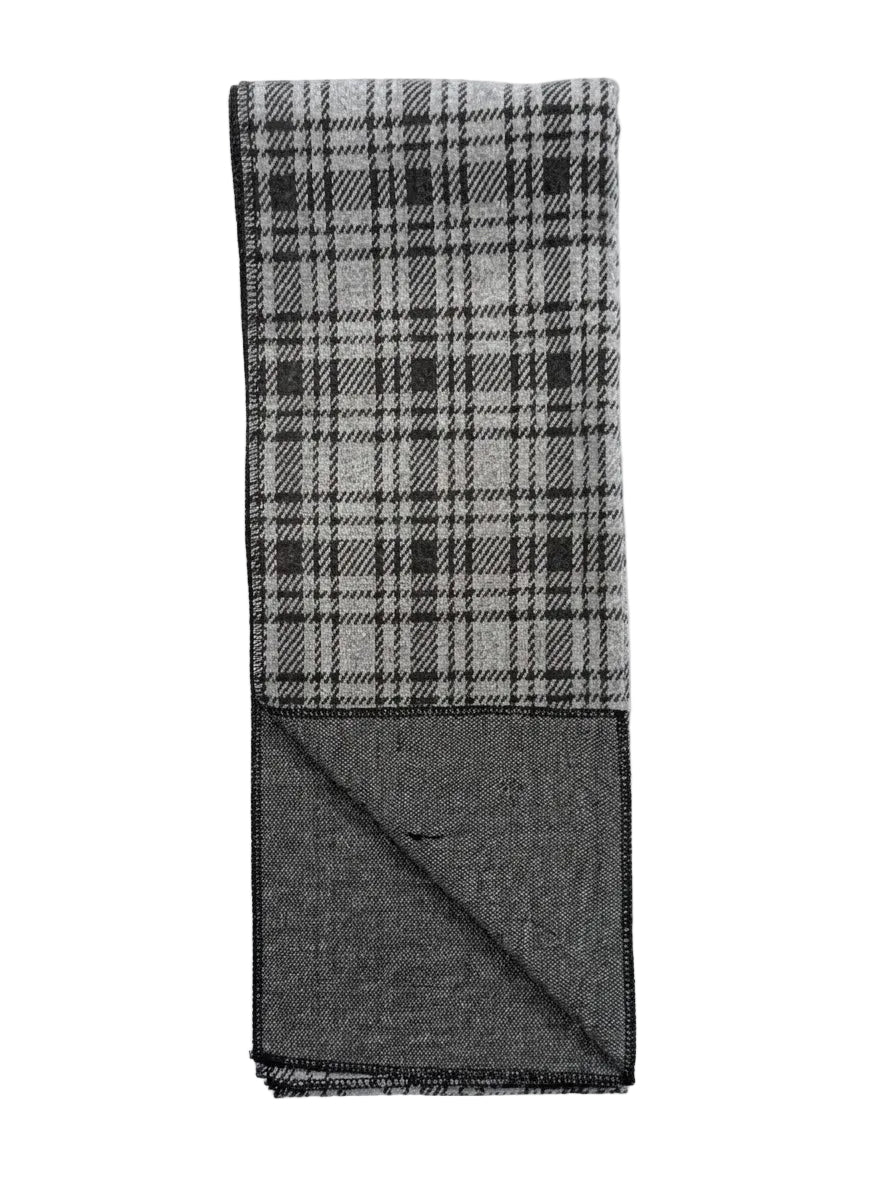 Men's Grey and Black Checkered Winter Scarf