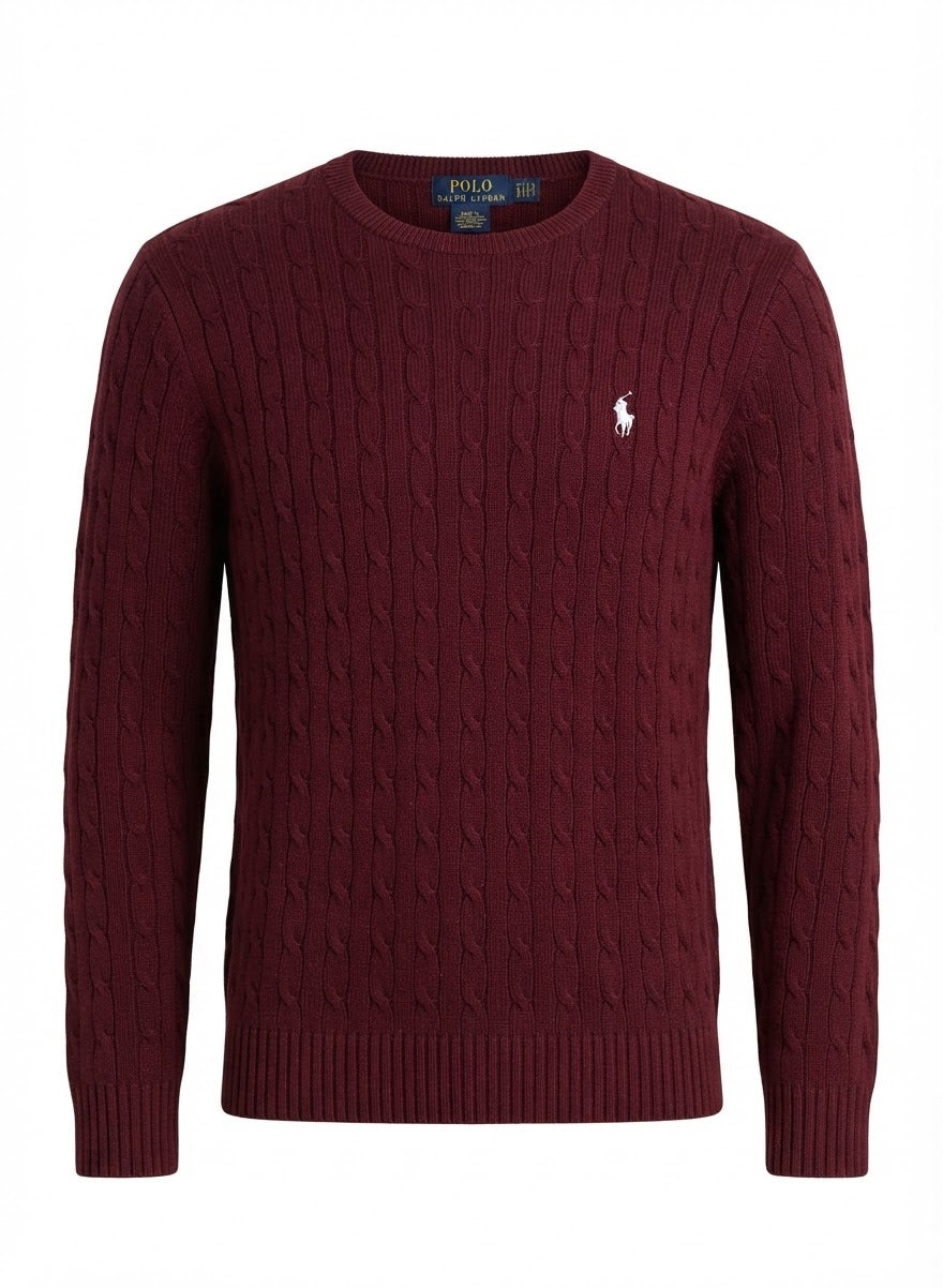Men's Cable-Knit Crew Neck Sweater