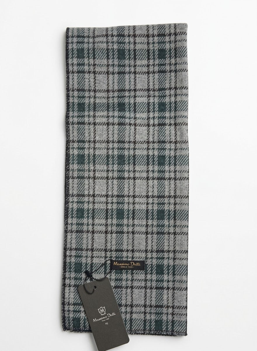Men's Grey and Black Checkered Scarf